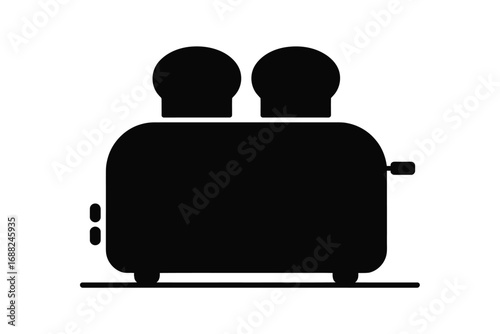 Simple silhouette of a two slice toaster with toast emerging upwards