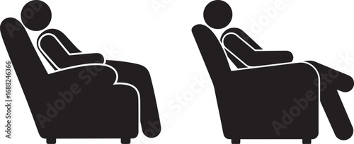 Two figures relaxing in recliner chairs silhouette