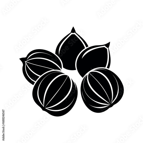 Stylized Graphic Representation of a Group of Goji Berries in Black and White