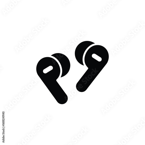 Minimalist silhouette icon of wireless earbuds stylish modern audio accessories