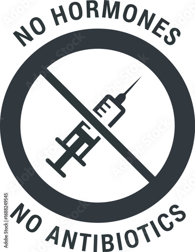 No hormones no antibiotics seal stamp graphic health organic food medical symbol vector