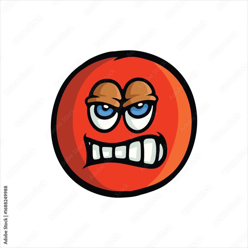 Fototapeta premium Angry Face Character Cartoon Vector Illustration