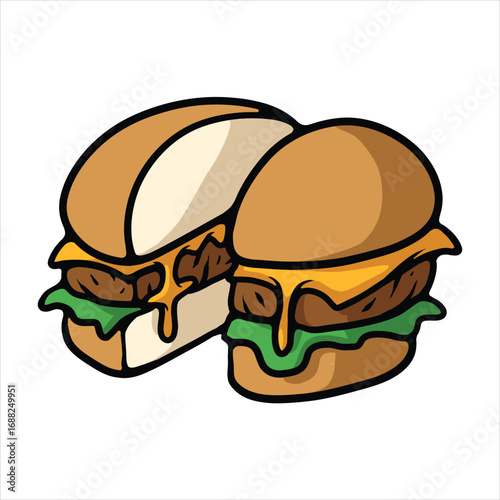 Sliced Hamburger Vector Cartoon Illustration