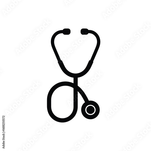 Minimalist silhouette of a medical stethoscope for healthcare and medicine