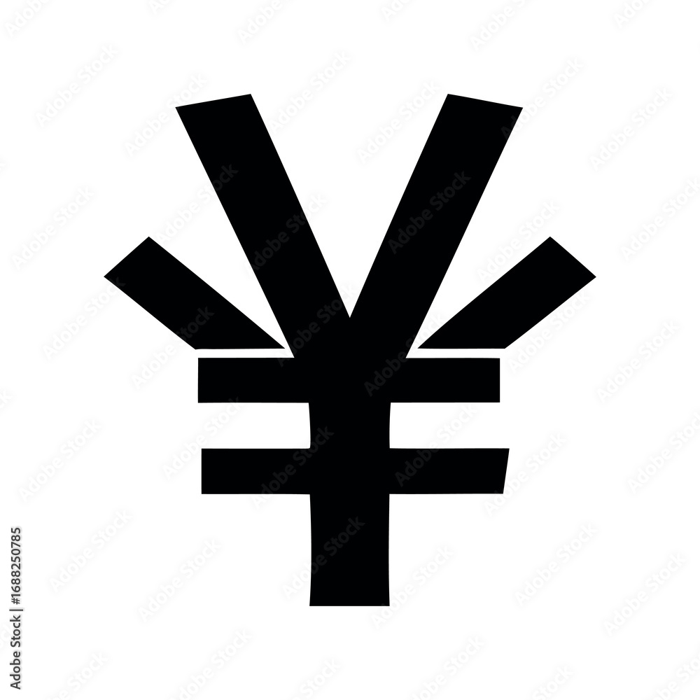 Obraz premium Japanese Yen currency symbol in black silhouette isolated on white background