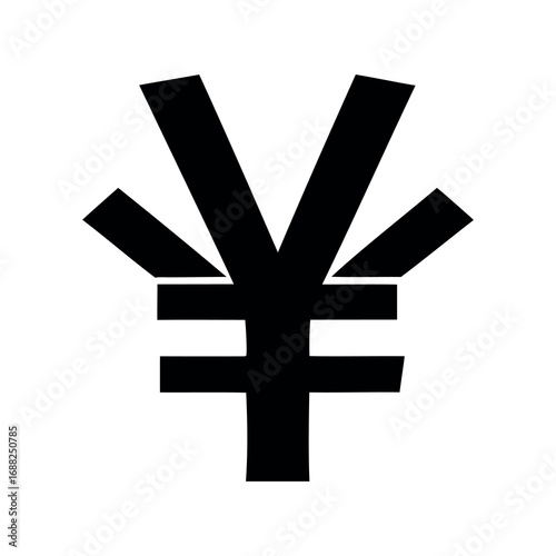 Japanese Yen currency symbol in black silhouette isolated on white background