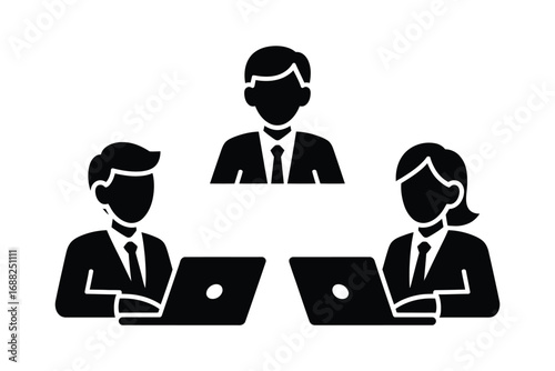 Business meeting silhouette of professionals working together