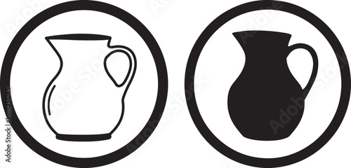 Two oval frames containing pitcher illustrations silhouette