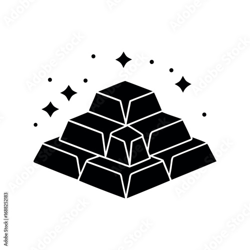 Stylized Icon of Stacked Gold Bars Depicting Wealth and Prosperity with Sparkles