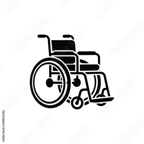 Simple silhouette of a wheelchair for mobility assistance and accessibility