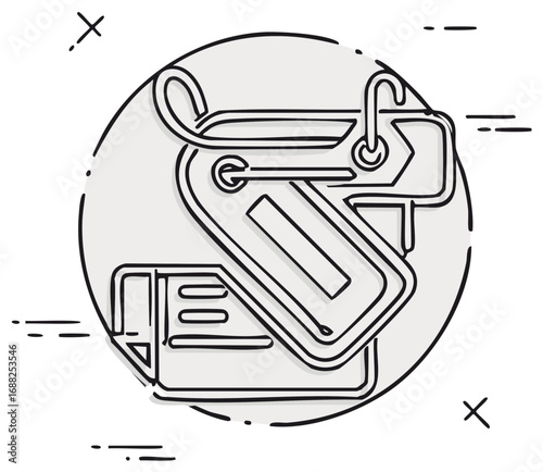Stylized Hand Drawn Identification Badges Sketch Illustration Vector Graphic