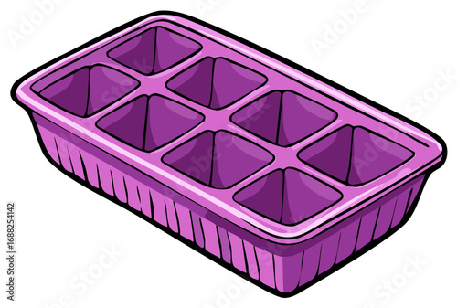 Vector illustration of a purple ice cube tray