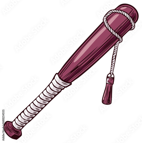Wooden Baseball Bat with Rope and Tassel Detail