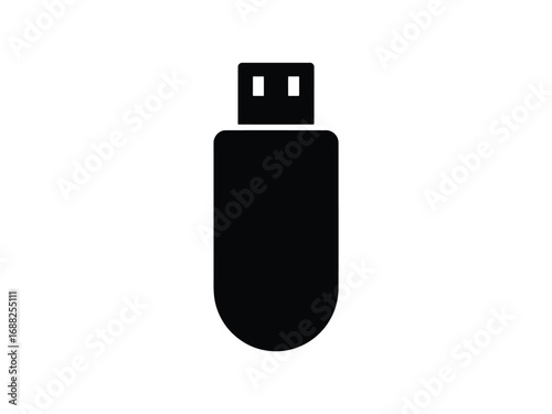 Simple silhouette of a usb flash drive icon for data storage and transfer