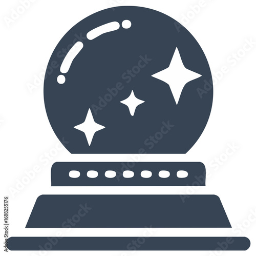 Crystal ball illustration with stars inside, prediction or fortune telling concept