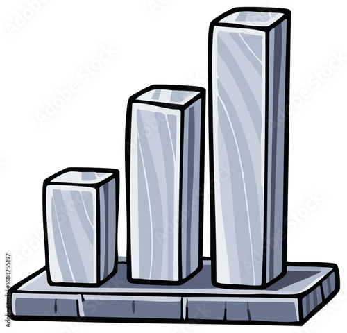 Cartoon Style Graph Illustration of Rising Columns for Business Growth and Success