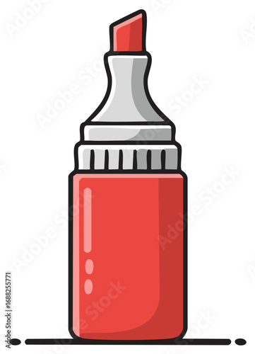 Red highlighter marker pen cartoon vector icon for school and office supplies