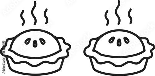 Hand drawn delicious baked apple pies steaming hot freshly made from scratch dessert vector