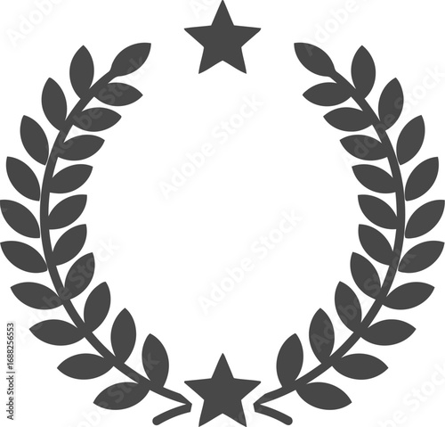 Award laurels wreath emblem with star decoration for victory achievement excellence and recognition vector