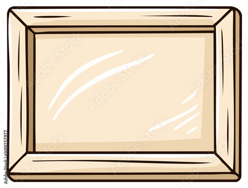 Simple cartoon drawing of a wooden picture frame with a light beige background