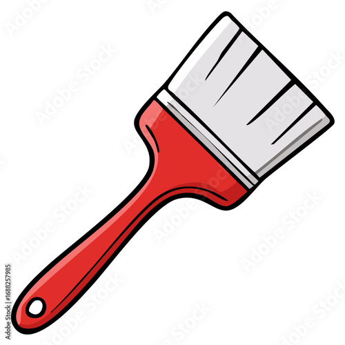 Illustration of a red and white paint brush, isolated on white