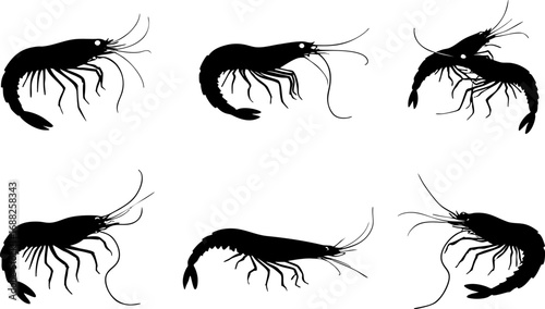 Stylized Shrimp Silhouette Collection