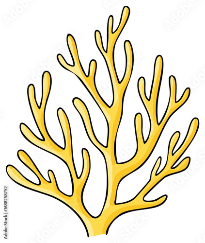 Yellow coral illustration with black outline
