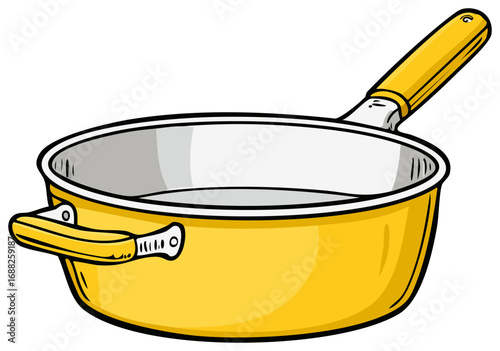 Yellow Frying Pan with Handle and Loop Handle