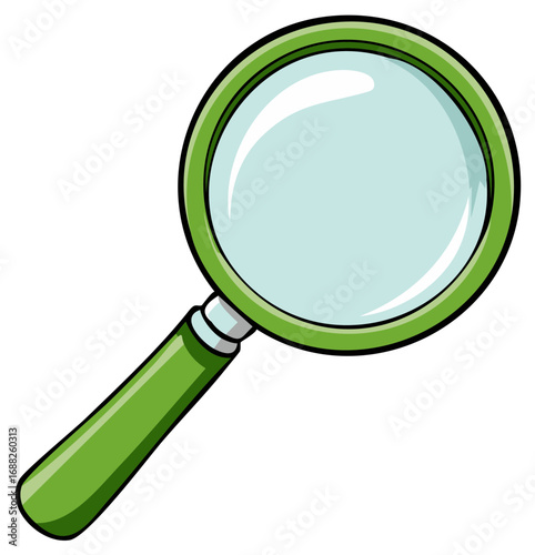 Green Handheld Magnifying Glass Illustration for Inspection and Observation