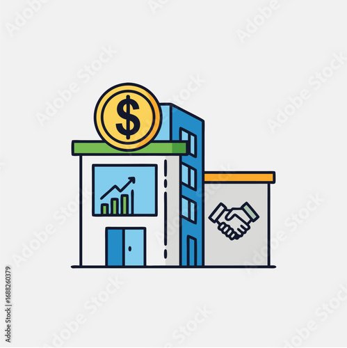 Business finance building vector illustration