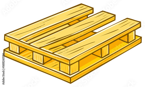 A Light Yellow Wooden Pallet with Cartoon Design Style for Transporting and Storing Items