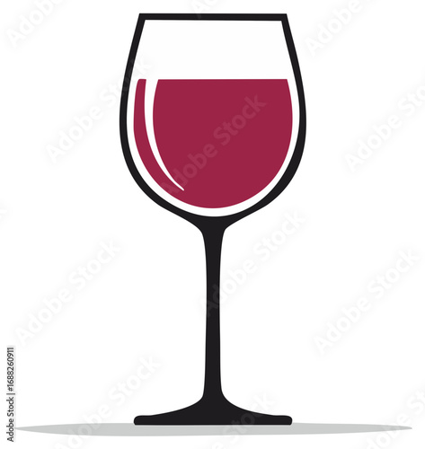A stylized illustration of a wine glass filled with red wine for enjoyment and celebration