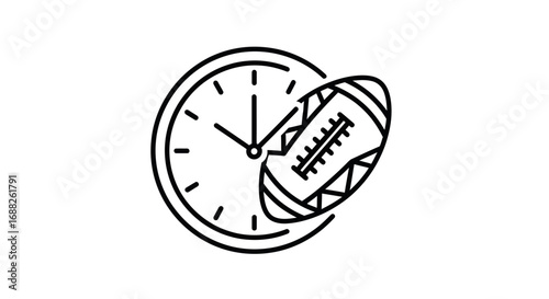 American Football Game Time Clock Icon Design.