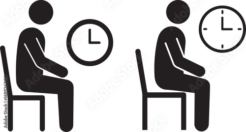Two people sitting waiting silhouette