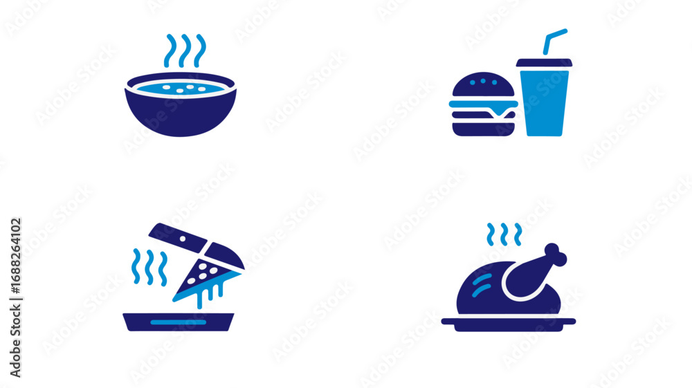 Obraz premium Food and Drink Icons Restaurant Menu, Culinary, and Fast Food Graphics