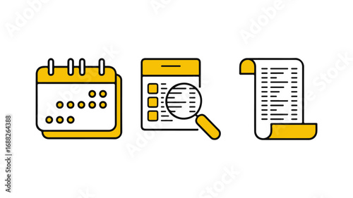 Planning, Calendar, Checklist, and Data Analytics Icons