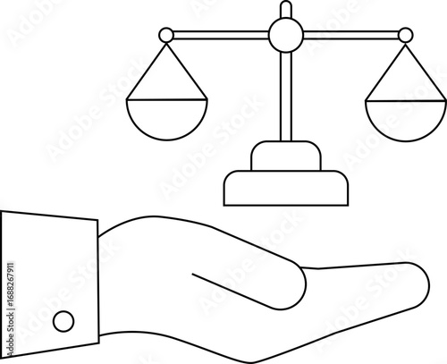 hand icon carrying a scale icon with a white background