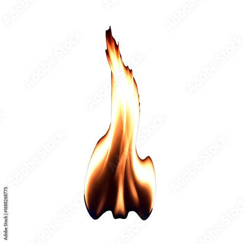 Burning Flames Isolated on White Background Close Up Shot of Fiery Flame Intense Bright Yellow Orange Light Abstract Fire Spark Isolated Element