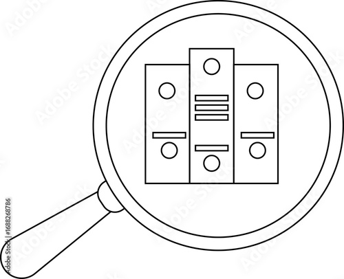 magnifying glass icon and document icon with neon effect
