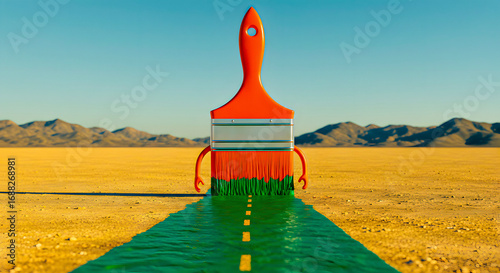Giant Paintbrush Creating a Green Road in the Desert