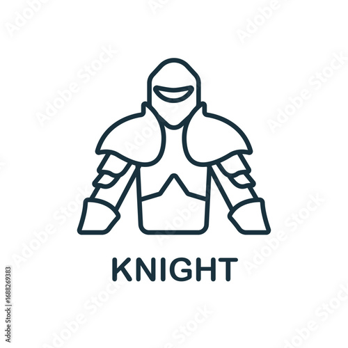 A line drawing of a knight in armor. Editable stroke. Vector icon illustration
