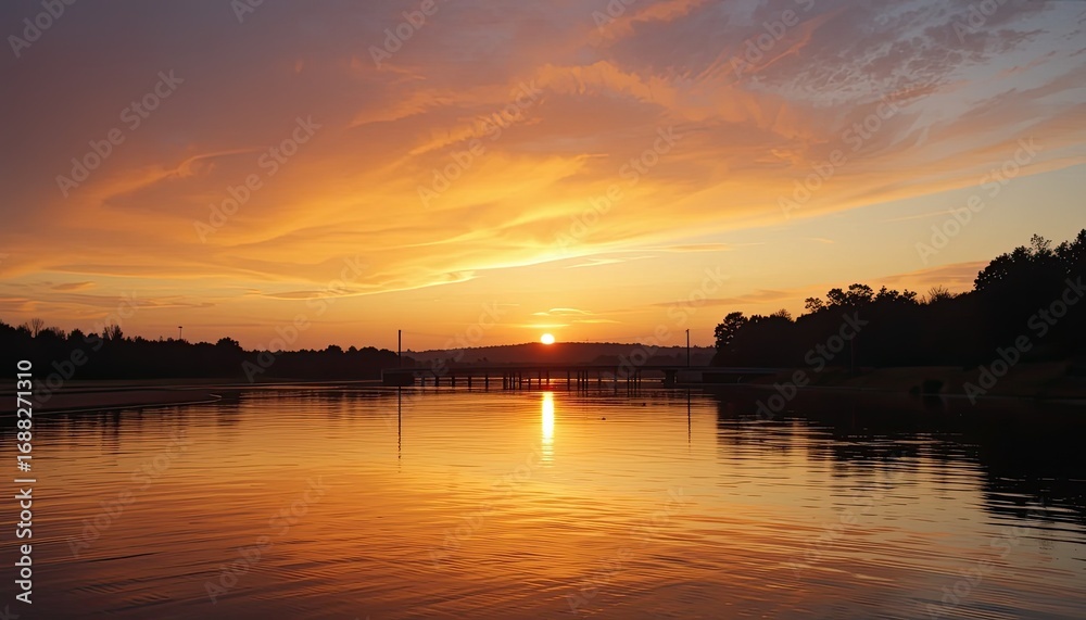 Naklejka premium sunset on the lake