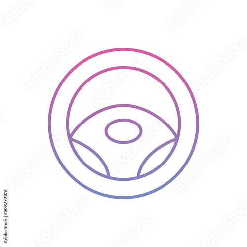 An outline of a car steering wheel. Editable stroke. Vector icon illustration