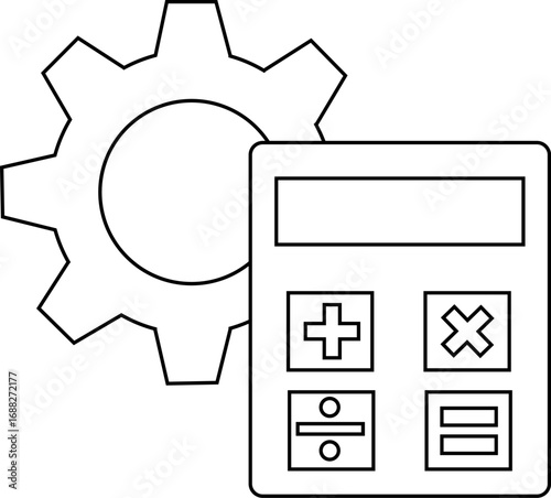 gear icon and calculator icon with white background
