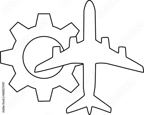 gear icon and airplane icon with white background