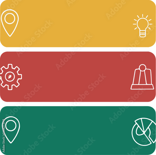 Strategic Framework with Icons for Ideas, Strategy, and Analysis