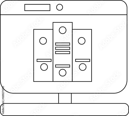 laptop monitor icon and document icon with white background
