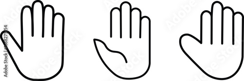 hand stop icon set. Red and black stop sign with hand icon set, stop hand icon. vector png illustration.
