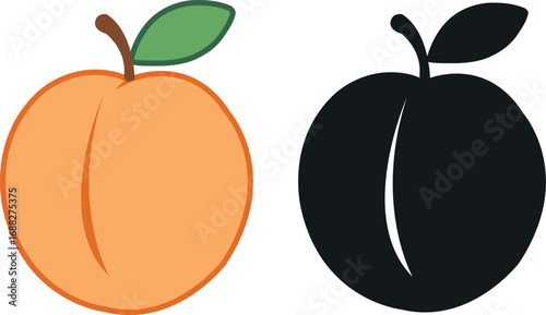 Peach Silhouette Vector Clipart | Peach fruit icon | Peach silhouette | peach vector silhouette icon