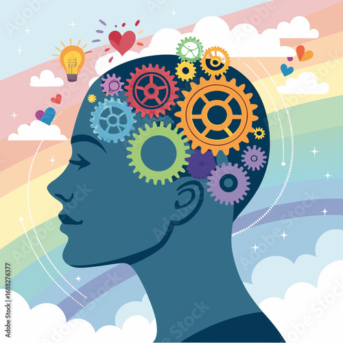Conceptual illustration of mental processes and emotions.